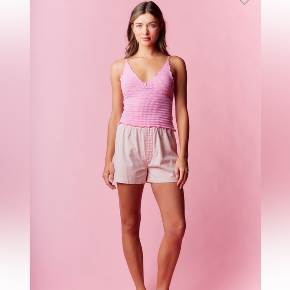 811. Spaghetti strap knit tank in pink